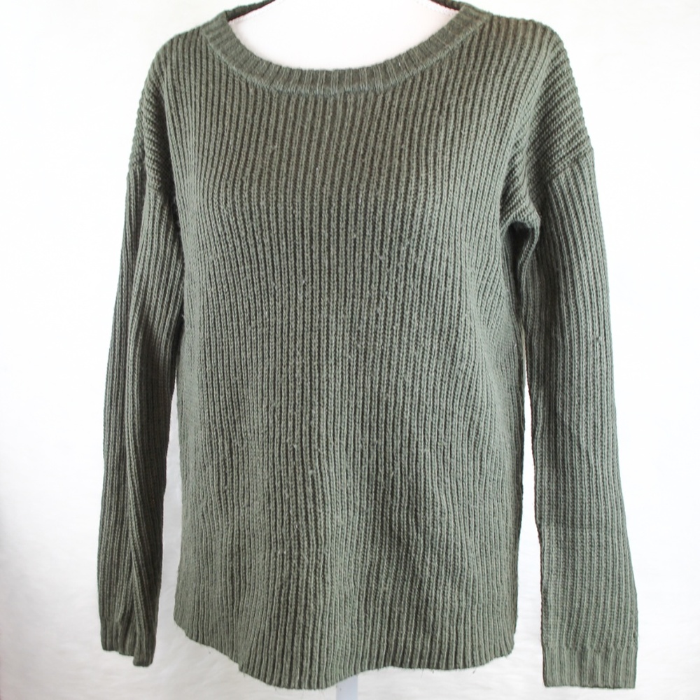 Olive Green Cotton On Knit Pullover Sweater